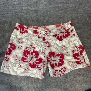 Vintage Kings‎ Road Board Shorts L XL Red Grey Tropical Hawaii Gecko Turtle